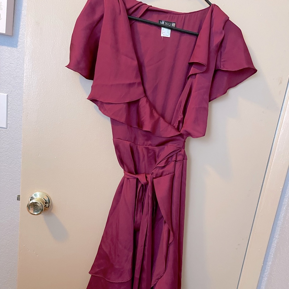 Venus ruffle detail wrap dress